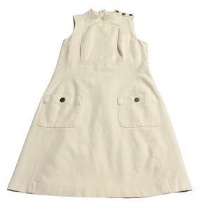 White House Black Market Off White Sleeveless Mock Neck Sheath Dress Size 6